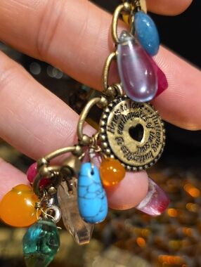 Fossil Multicolor Charm Bracelet with Brass-Tone Accents